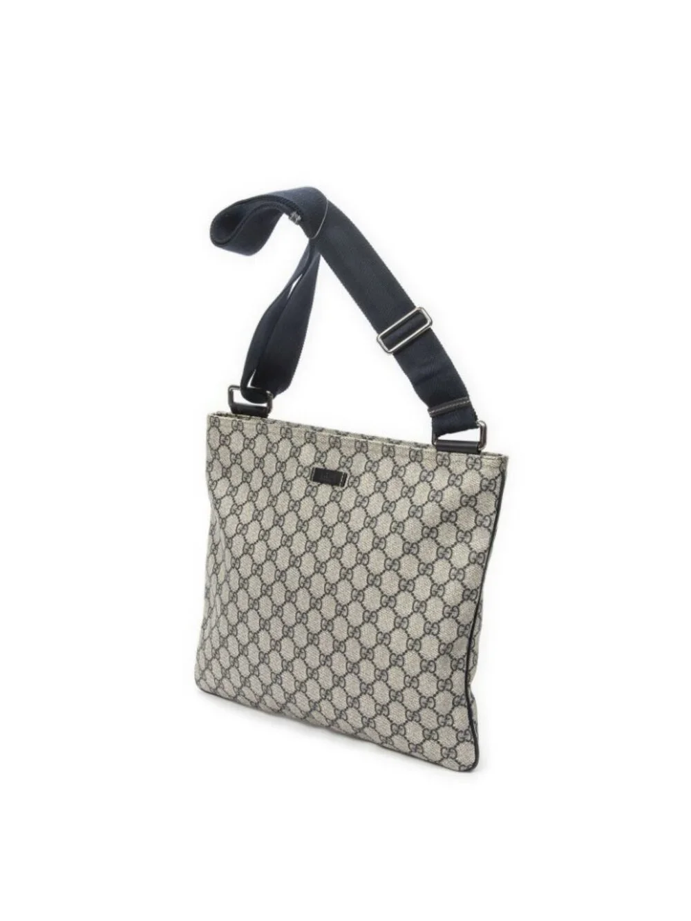 Gucci Large Square Zip Messenger Gray Navy Supreme Canvas - Picture 2 of 10